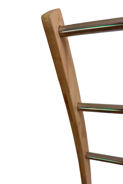 Bamboo Towel Bar Metal Holder Rack 3-Tier Freestanding 85H x 35W x 57L cm