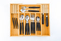 Large Capacity Bamboo Expandable Drawer Organizer 37.5x33.5cm with Knife Block Holder - SuperSaverAU - view 2