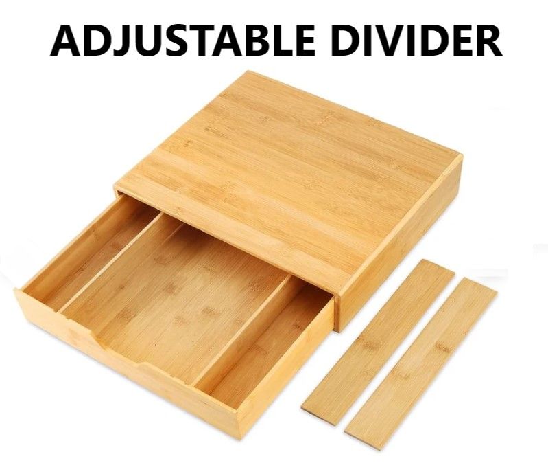 Bamboo K-Cup Holder 35.5x30.5x7.6cm with Adjustable Drawer & 4 Dividers - SuperSaverAU - view 6