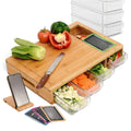 Large Bamboo Cutting Board 31x44 cm with 4 Containers & Mobile Holder Gift - SuperSaverAU - view 1