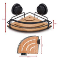 2 Pack Round Bamboo Corner Shower Caddy Shelf with Vacuum Suction Cup, 19x19x12 cm - SuperSaverAU - view 2