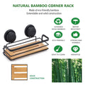 2 Pack Bamboo Corner Shower Caddy Shelf with Vacuum Suction Cup, 25x10x12 cm - SuperSaverAU - view 3