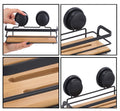 2 Pack Bamboo Corner Shower Caddy Shelf with Vacuum Suction Cup, 25x10x12 cm - SuperSaverAU - view 4