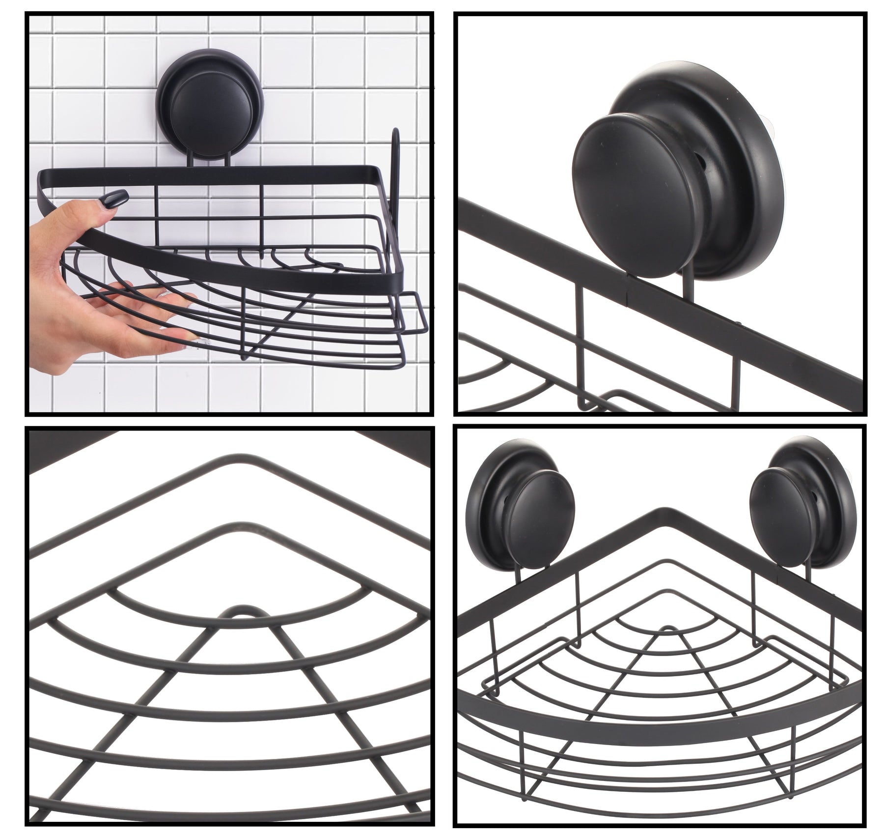 2 Pack Round Corner Shower Caddy Shelf with Suction Cup, 22.5x22.5x12 cm - SuperSaverAU - view 1