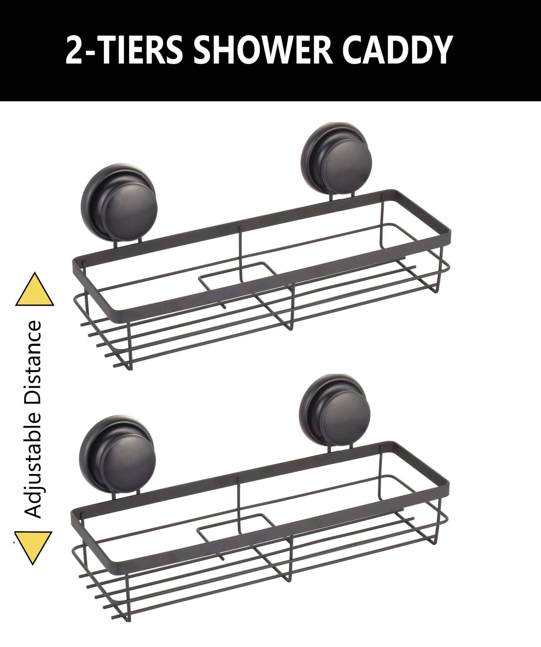 2 Pack Corner Shower Caddy Shelf Rack, 34x10x12 cm, No-Drilling, Rustproof - SuperSaverAU - view 3