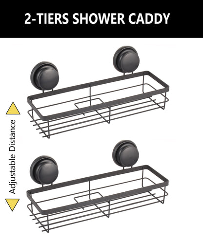 2 Pack Corner Shower Caddy Shelf Rack, 34x10x12 cm, No-Drilling, Rustproof