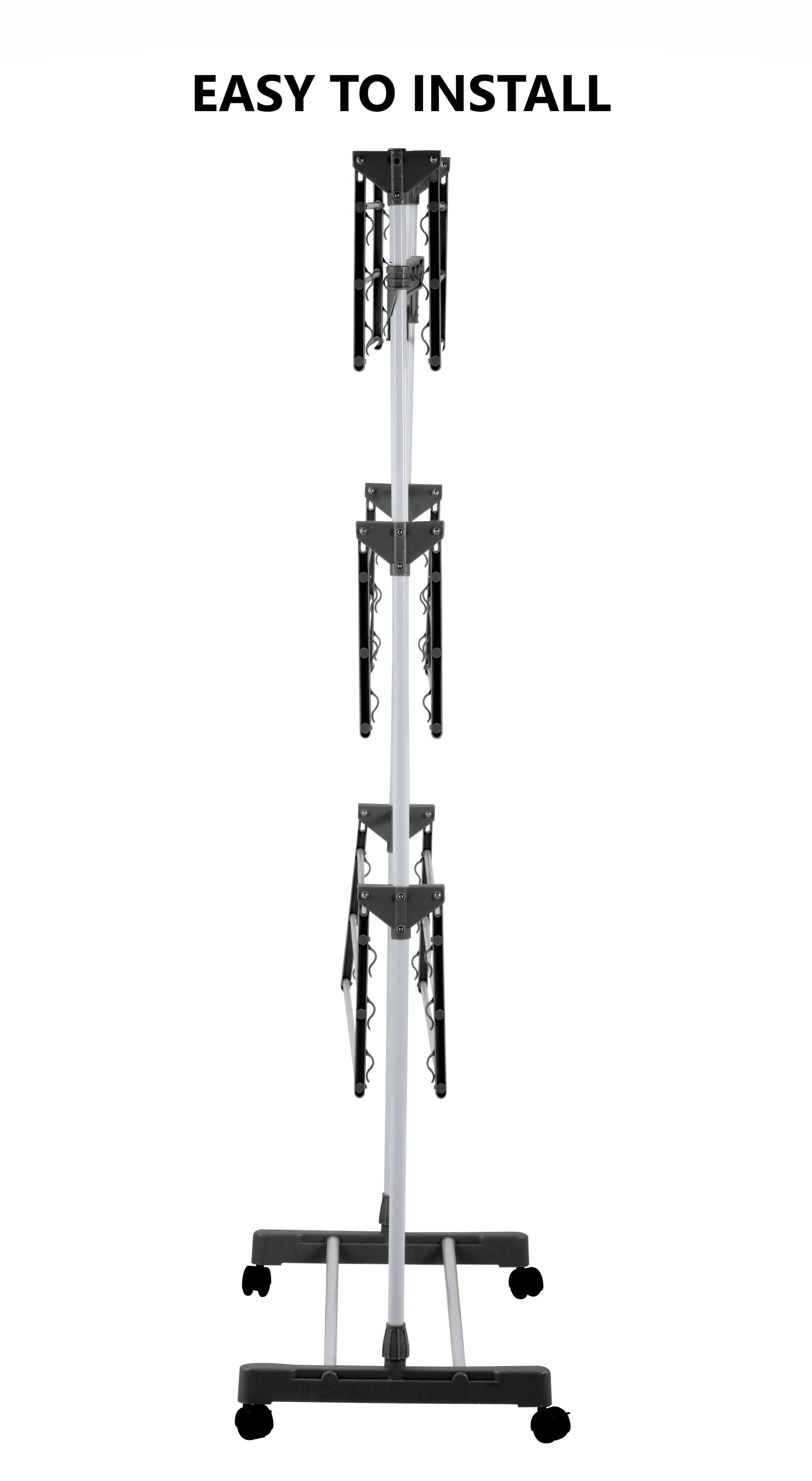 Folding 3 Tier Clothes Drying Rack 165x140x57 cm with Stainless Steel Tubes - SuperSaverAU - view 2