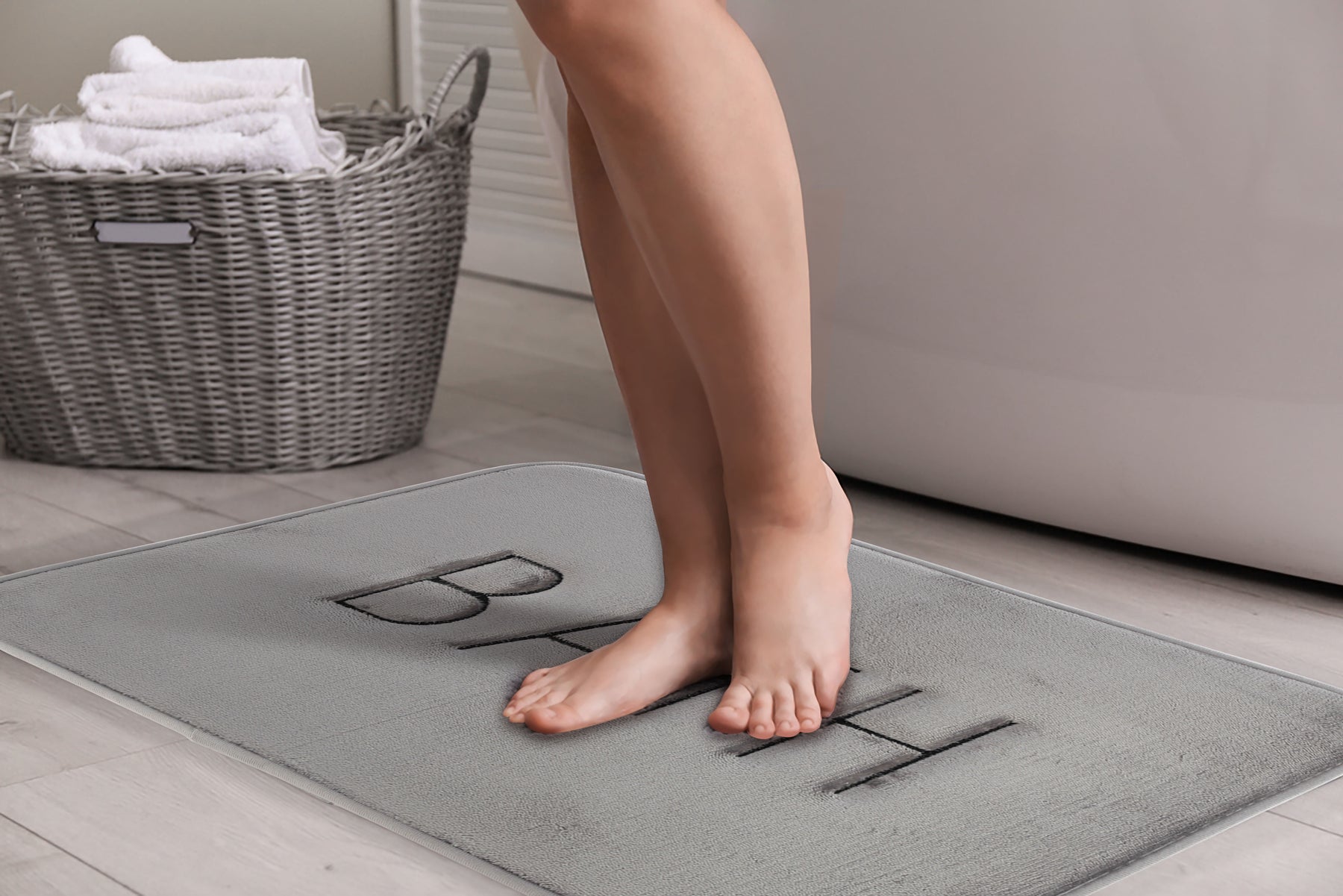 Extra Thick Memory Foam Bath Rug Mat 60 x 40 cm, Grey - Luxurious Velvet, Ultra Absorbent - SuperSaverAU - view 1