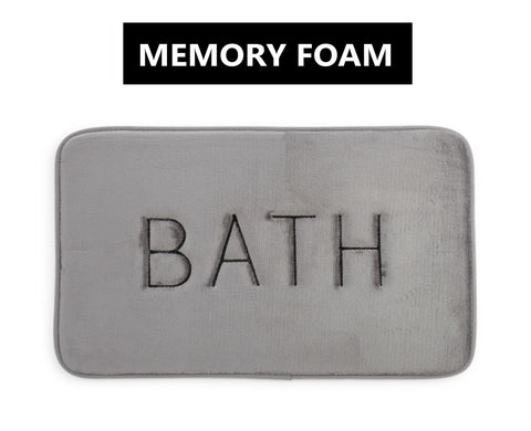 Extra Thick Memory Foam Bath Rug Mat 60 x 40 cm, Grey - Luxurious Velvet, Ultra Absorbent - SuperSaverAU - view 2