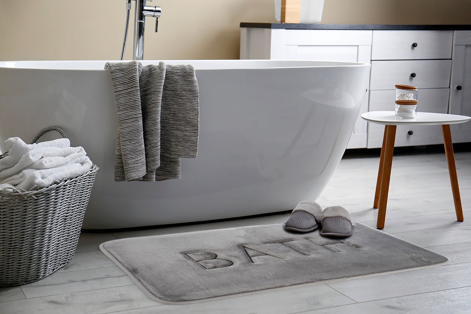 Extra Thick Memory Foam Bath Rug Mat 60 x 40 cm, Grey - Luxurious Velvet, Ultra Absorbent - SuperSaverAU - view 3