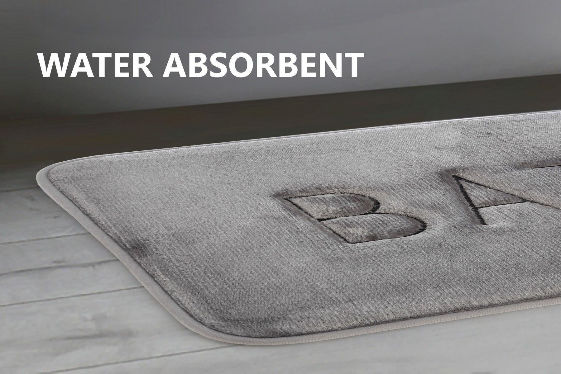 Extra Thick Memory Foam Bath Rug Mat 60 x 40 cm, Grey - Luxurious Velvet, Ultra Absorbent - SuperSaverAU - view 5