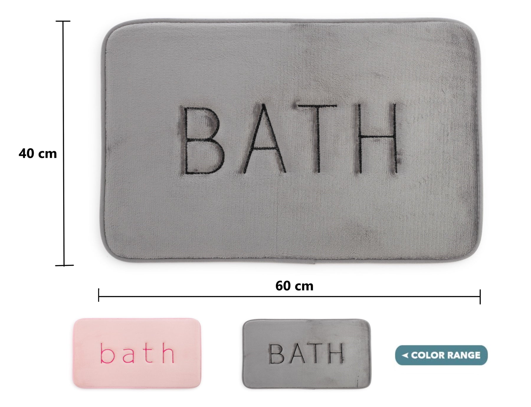 Extra Thick Memory Foam Bath Rug Mat 60 x 40 cm, Grey - Luxurious Velvet, Ultra Absorbent - SuperSaverAU - view 7