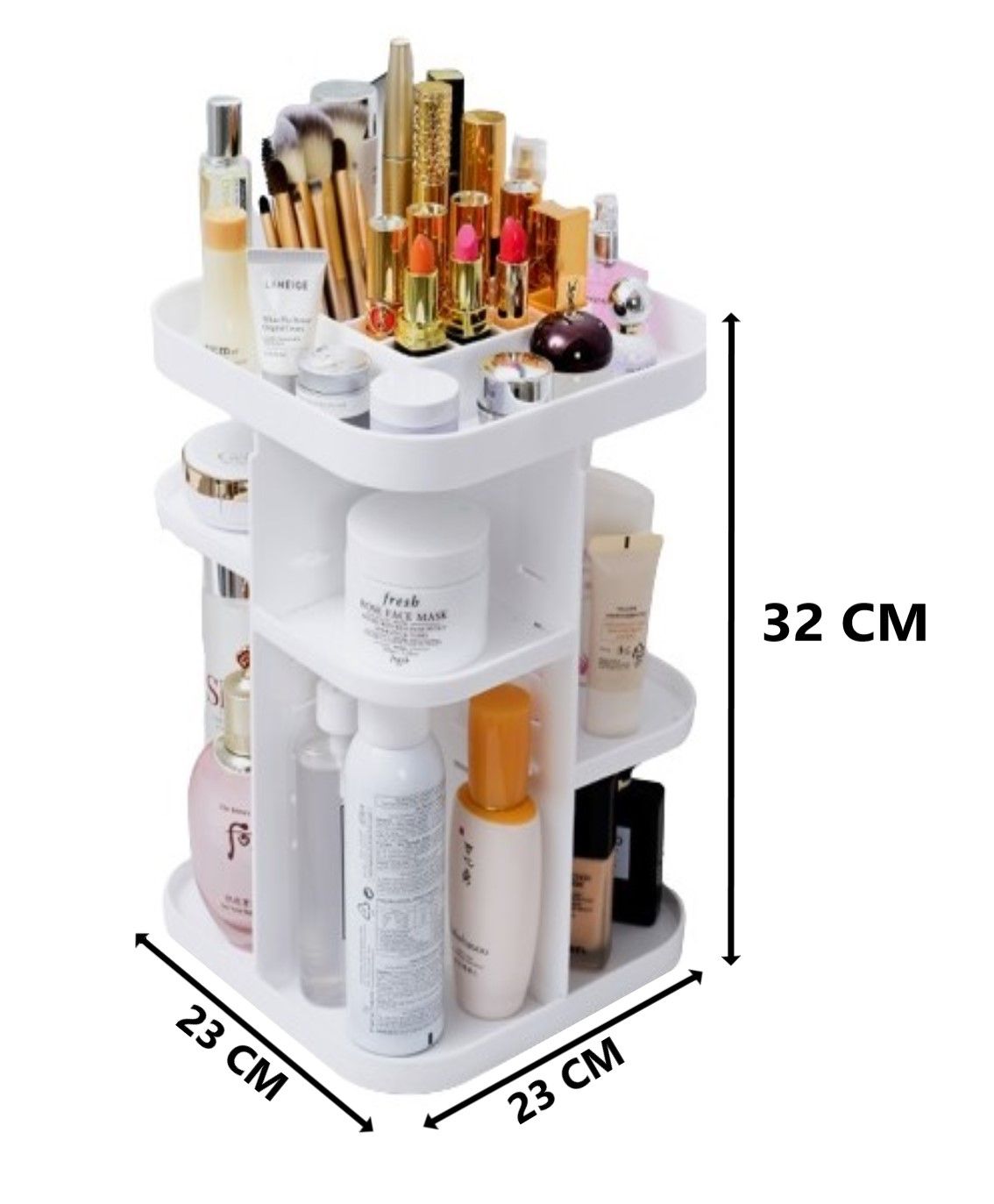 360 Rotating Large Capacity Makeup Organizer for Bedroom and Bathroom (White) - SuperSaverAU - view 9