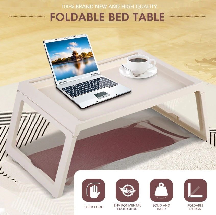 Premium White Foldable Laptop Bed Desk for Home Office