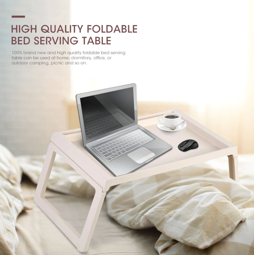 Premium White Foldable Laptop Bed Desk for Home Office