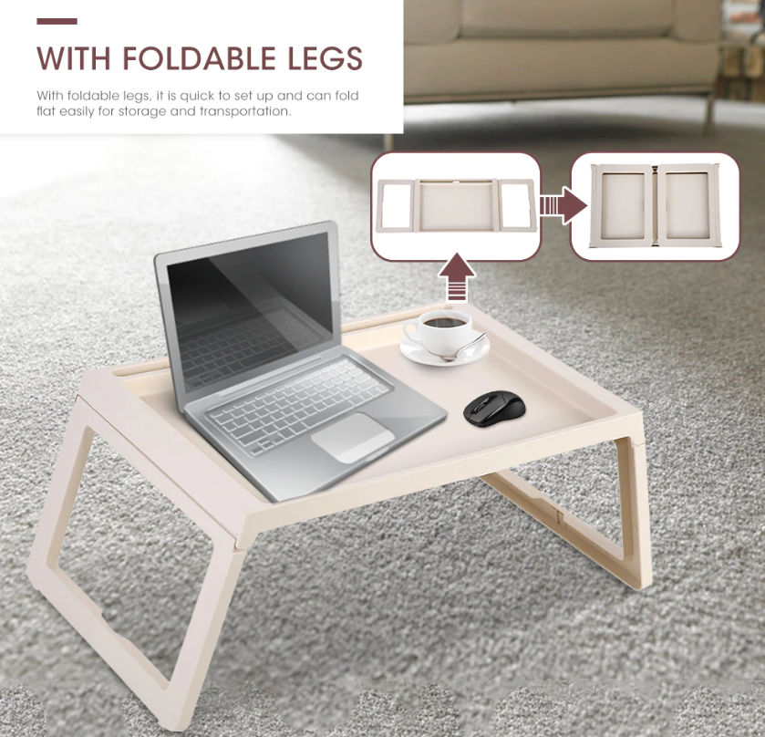 Premium White Foldable Laptop Bed Desk for Home Office