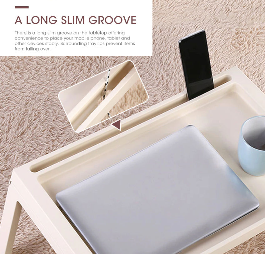 Premium White Foldable Laptop Bed Desk for Home Office