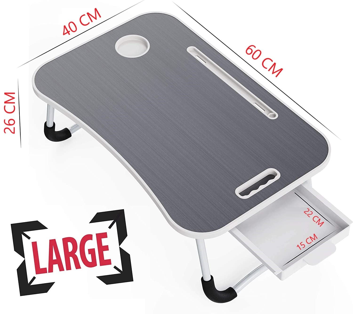 Premium Foldable Laptop Bed Desk with Storage 60x40x26cm