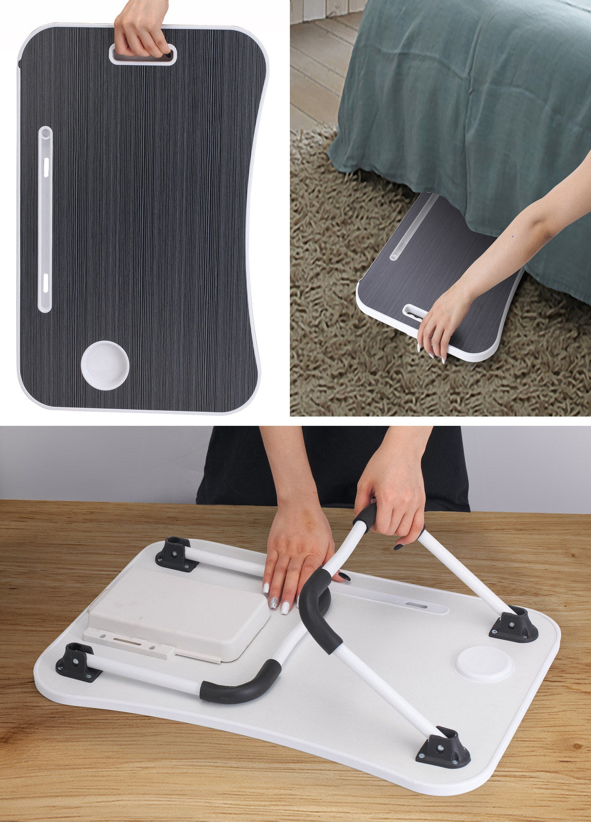 Premium Foldable Laptop Bed Desk with Storage 60x40x26cm
