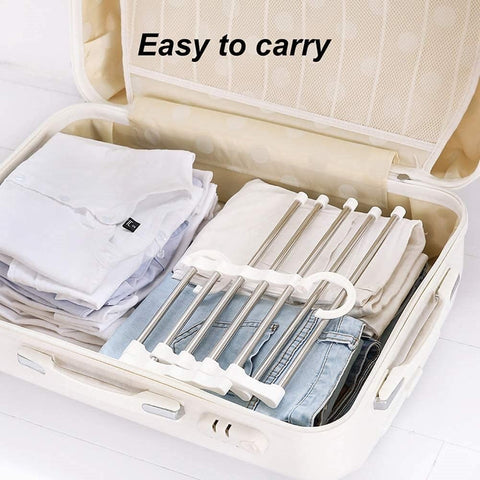 2 Pack Stainless Steel Adjustable 5 in 1 Pants Hangers Non-Slip Space Saving 32x14x12.5 cm - SuperSaverAU - view 2