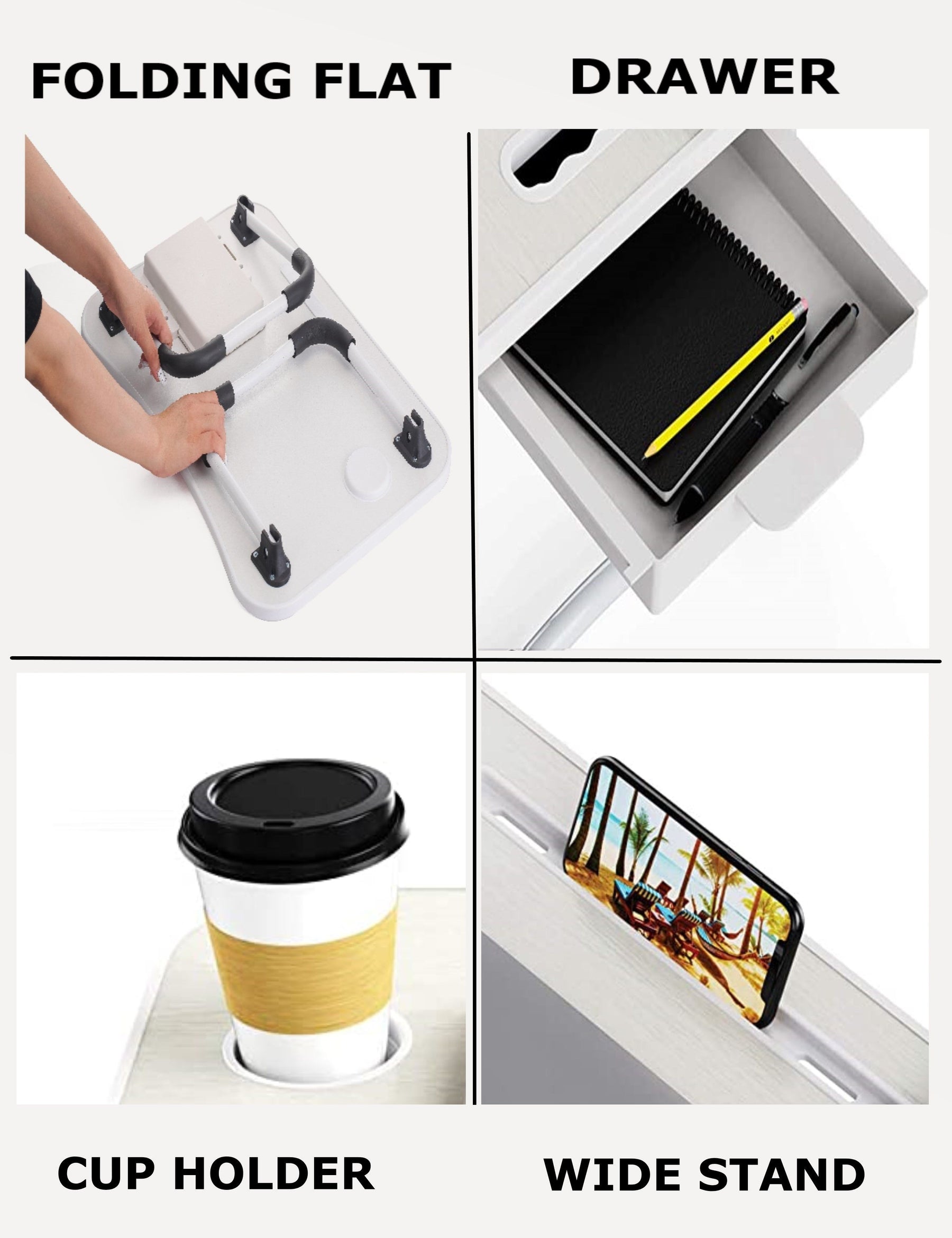Premium Foldable Laptop Bed Desk with Storage 60x40x26cm