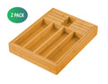 Bamboo Expandable Drawer Organizer 2 Pack, 35x25x12 cm, Knife Block Holder - SuperSaverAU - view 6