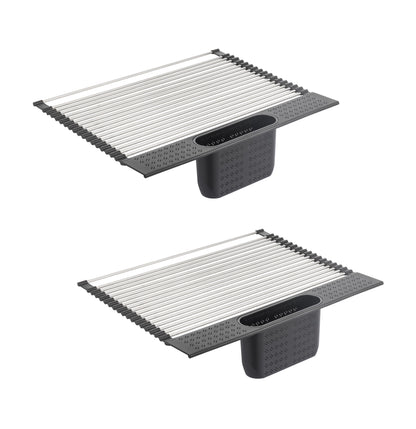 2 Pack Large Stainless Steel Roll Up Dish Drying Rack, 54x12x18 cm, Utensil Holder