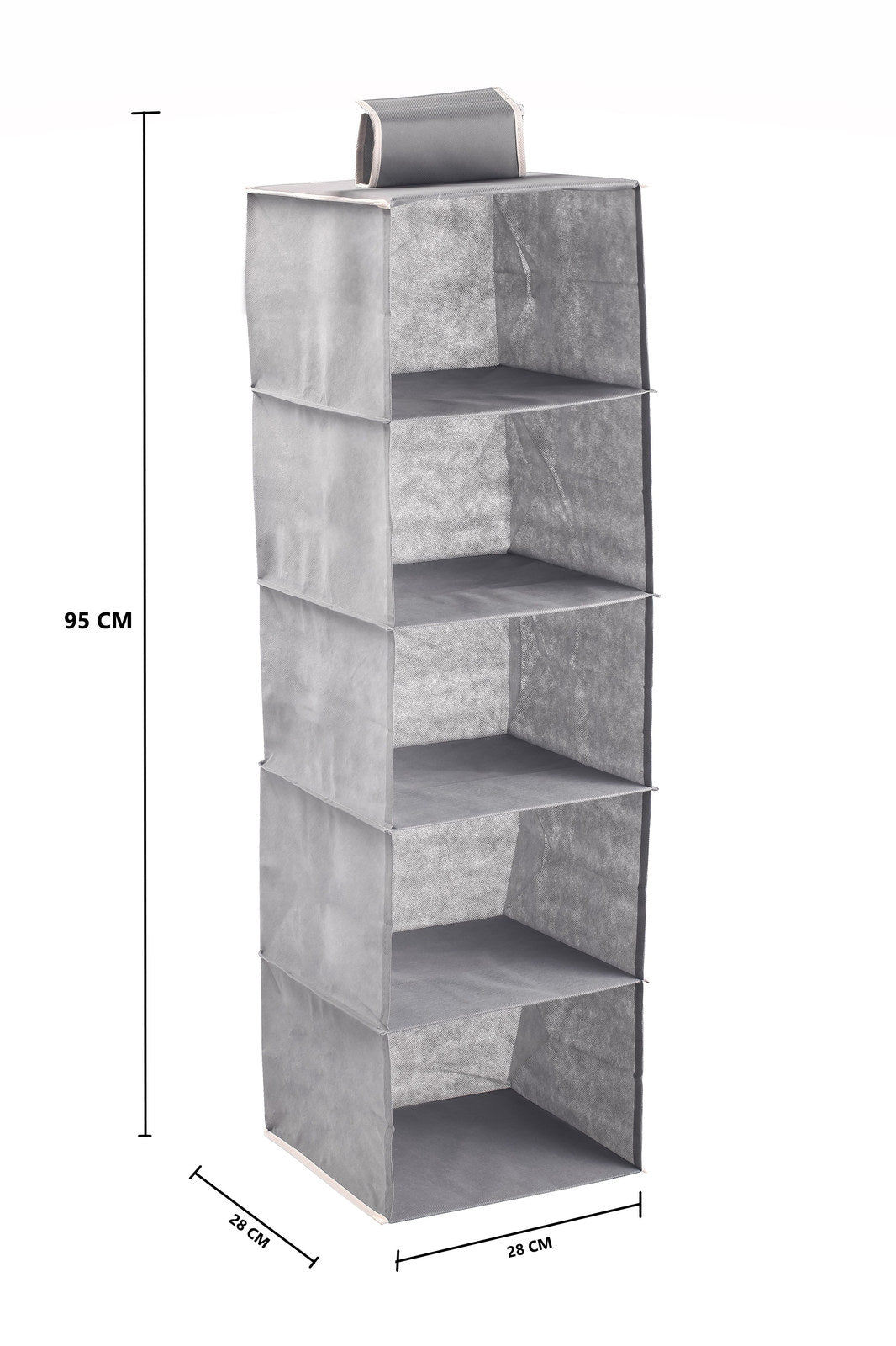Premium 5-Tier Hanging Closet Organiser - Grey, 2 Pack
