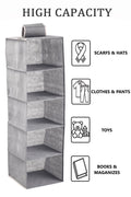 Premium 5-Tier Hanging Closet Organiser - Grey, 2 Pack