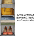Premium 5-Tier Hanging Closet Organiser - Grey, 2 Pack