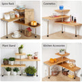 CARLA HOME 3 Tier Corner Shelf 68x38x18 cm, Bamboo Spice Rack with Hooks - SuperSaverAU - view 3