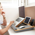 CARLA HOME Bamboo Laptop Lap Desk with Cushion and Angle Adjustable for Office and Home - SuperSaverAU - view 2