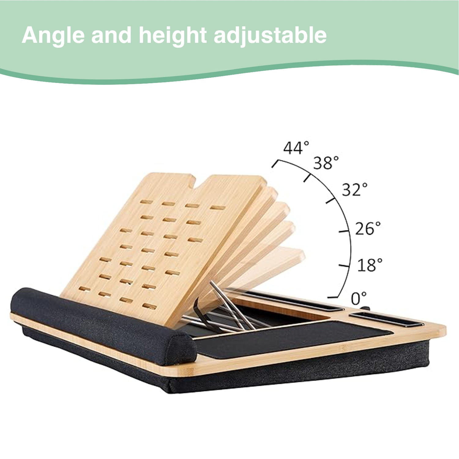 CARLA HOME Bamboo Laptop Lap Desk with Cushion and Angle Adjustable for Office and Home - SuperSaverAU - view 3