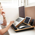 CARLA HOME Bamboo Laptop Lap Desk with Cushion, Angle Adjustable and Sleeve Case Bag for Office and Home - SuperSaverAU - view 2