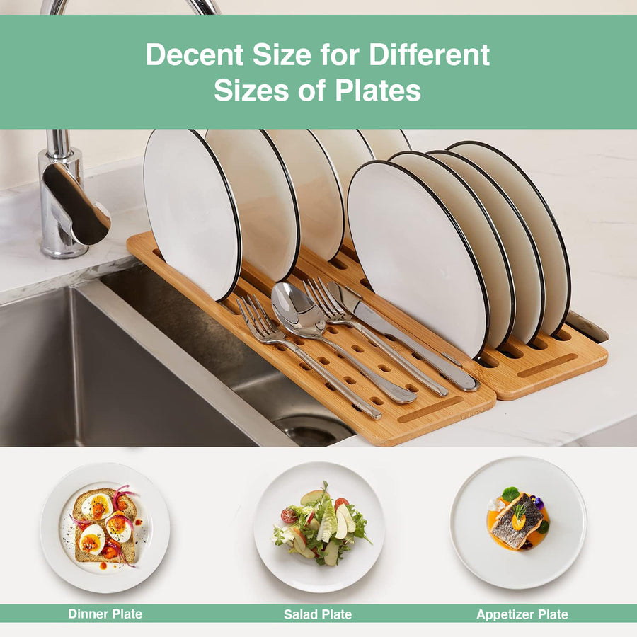 CARLA HOME Foldable Bamboo Dish Drying Rack, 44.5 x 1 x 27 cm, Eco-Friendly - SuperSaverAU - view 1