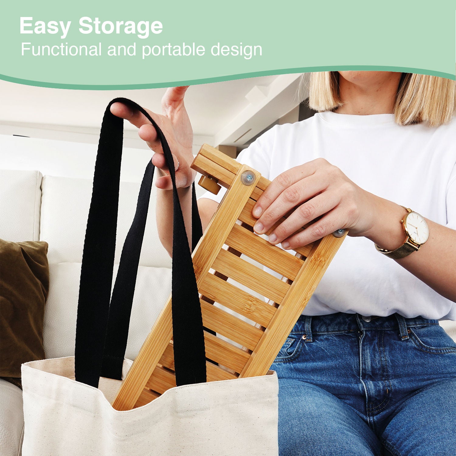 CARLA HOME Bamboo Baby Bottle Drying Rack with Brush - 18 x 36 x 17cm