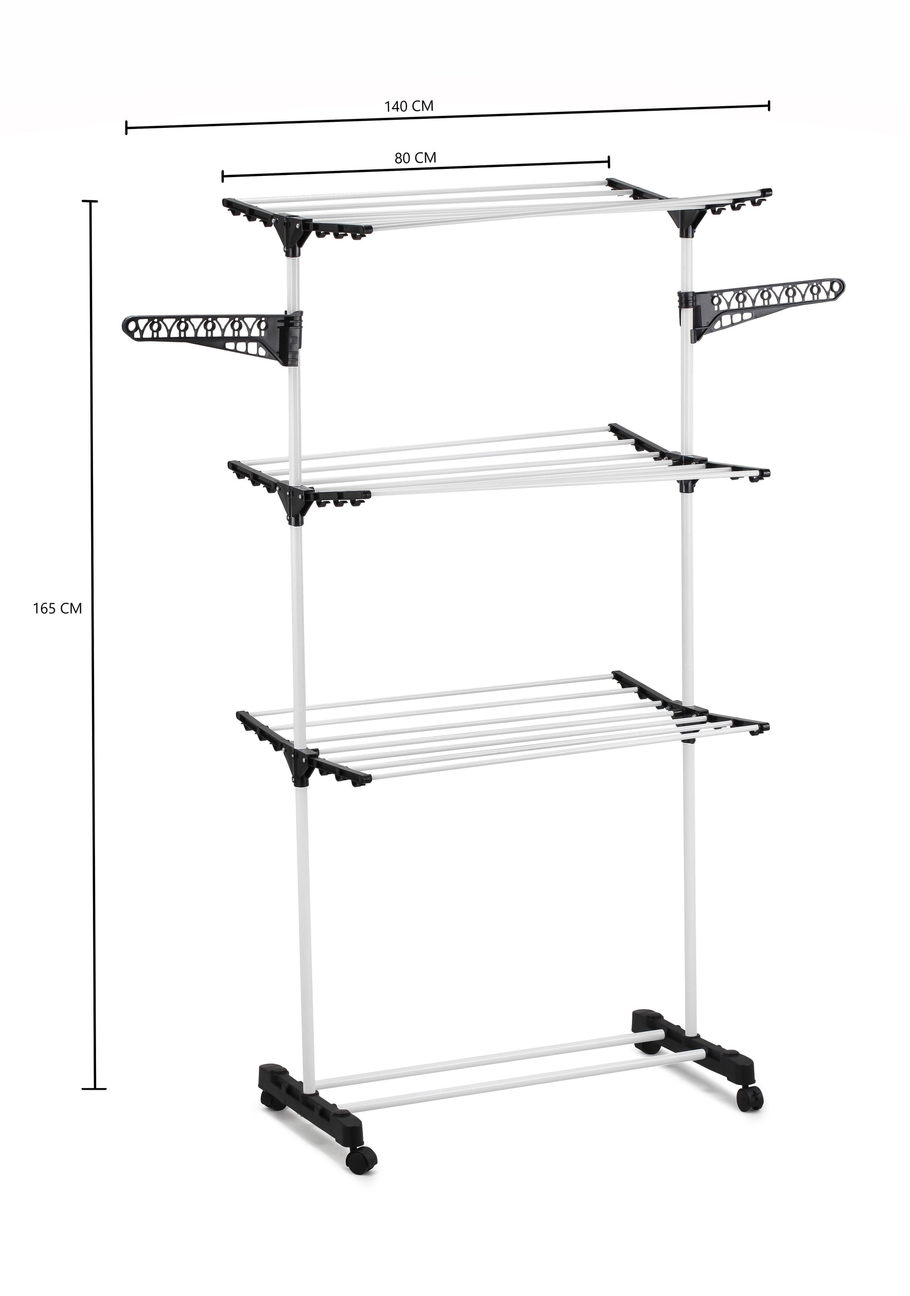 CARLA HOME 3 Tier Folding Clothes Laundry Drying Rack 165x140x57 cm, Portable - SuperSaverAU - view 6