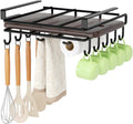 Premium Under Cabinet Cutting Board Holder with Hooks - Stainless Steel