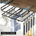 Premium Under Cabinet Cutting Board Holder with Hooks - Stainless Steel