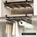 Premium Under Cabinet Cutting Board Holder with Hooks - Stainless Steel