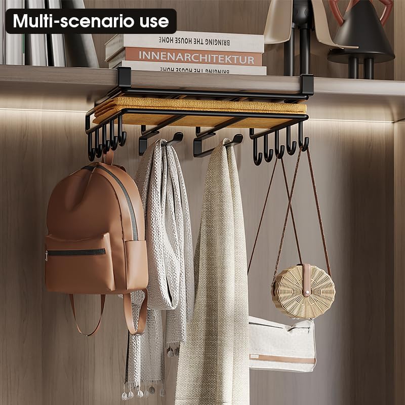 Premium Under Cabinet Cutting Board Holder with Hooks - Stainless Steel