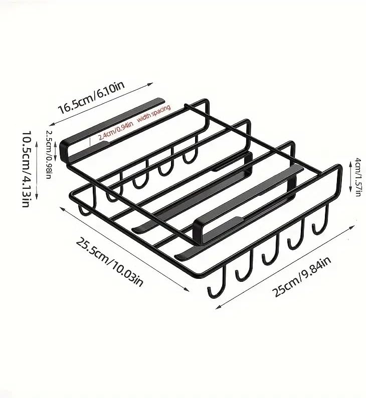 Premium Under Cabinet Cutting Board Holder with Hooks - Stainless Steel