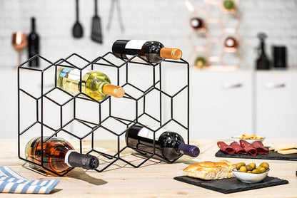 14-Bottle Freestanding Modern Metal Countertop Wine Rack