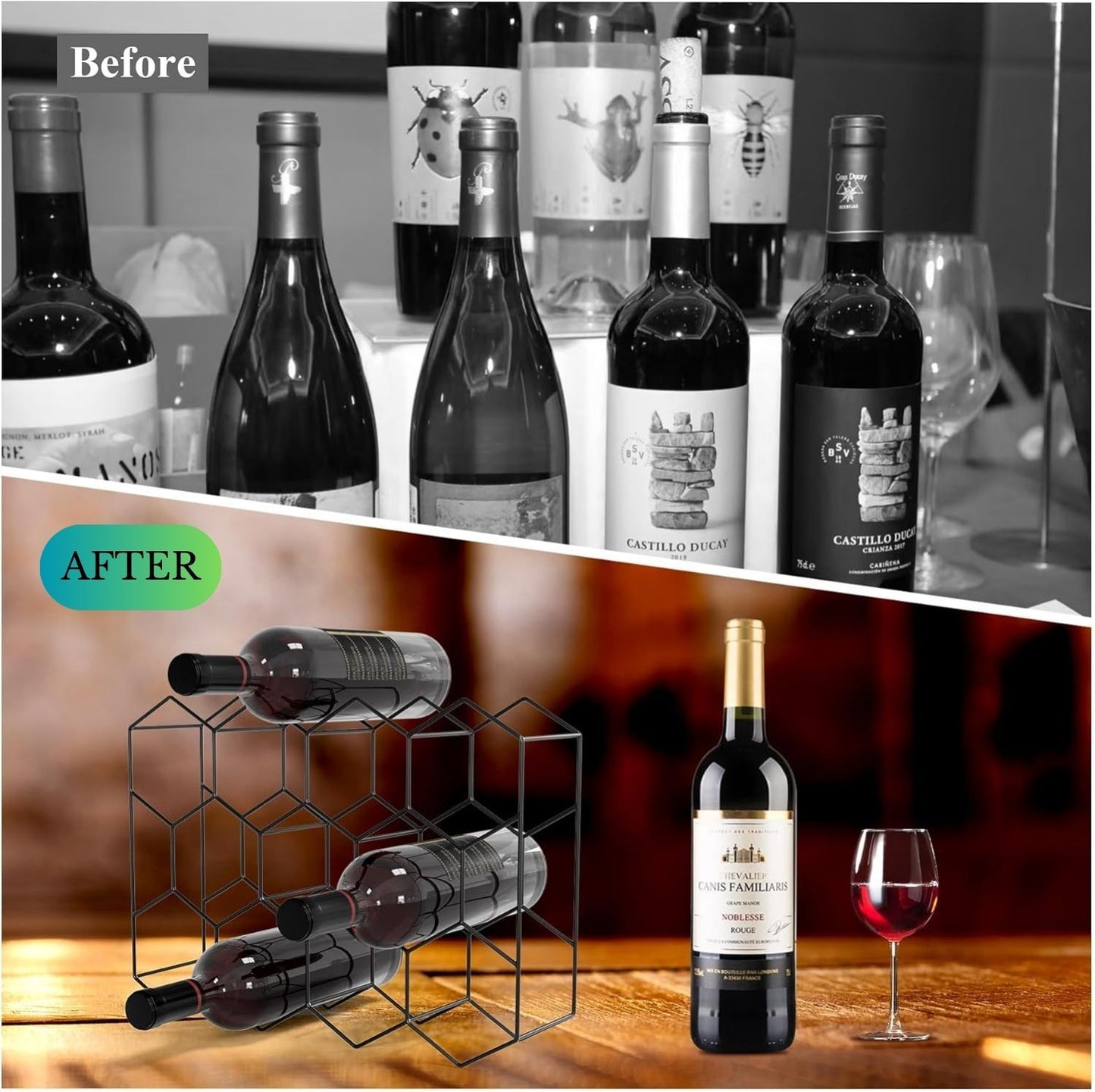14-Bottle Freestanding Modern Metal Countertop Wine Rack