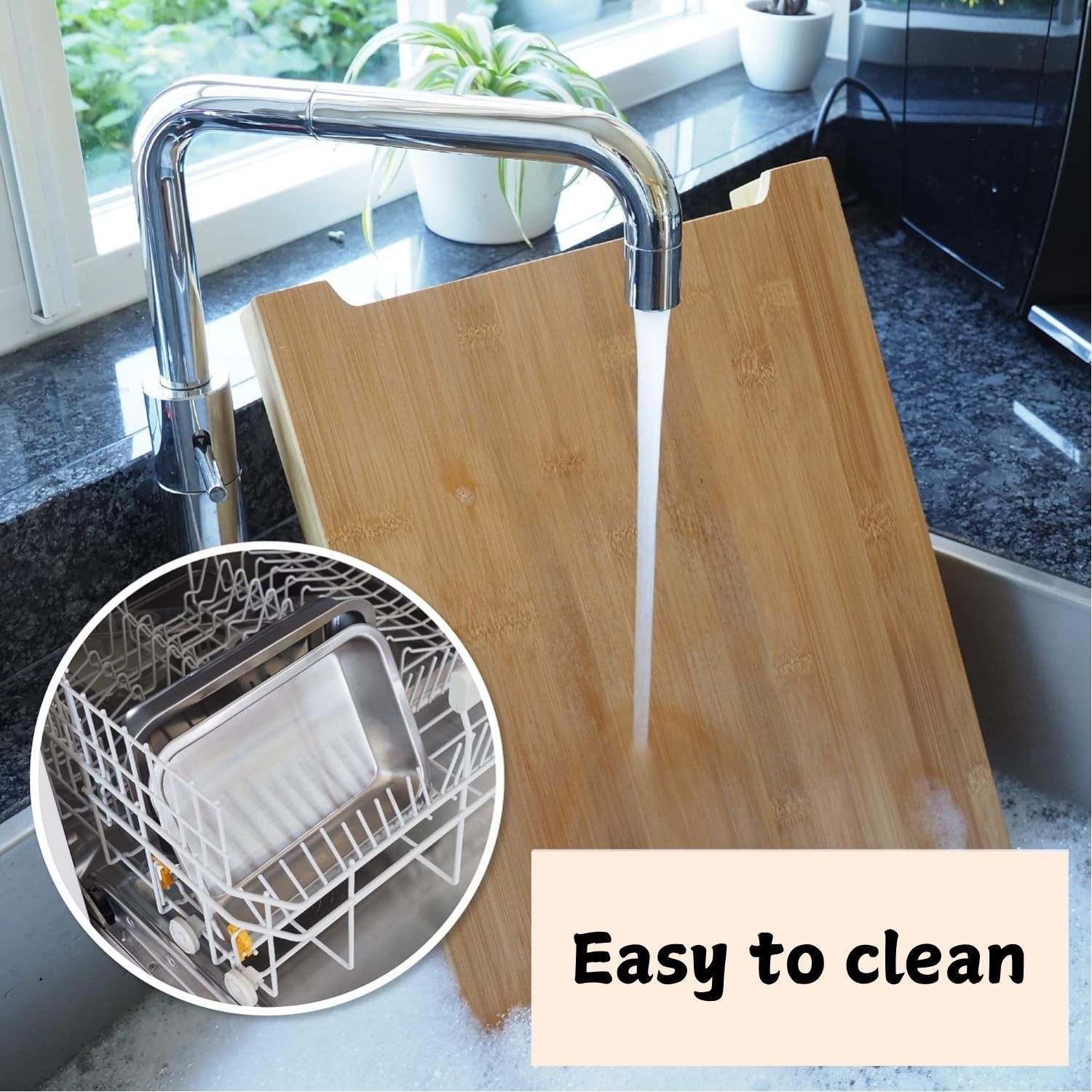 Premium Bamboo Chopping Board with Stainless Steel Trays - 42 x 30cm