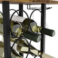 Wine Rack Countertop Holder for 6 Bottles & 2 Glasses - Wooden & Metal - SuperSaverAU - view 5