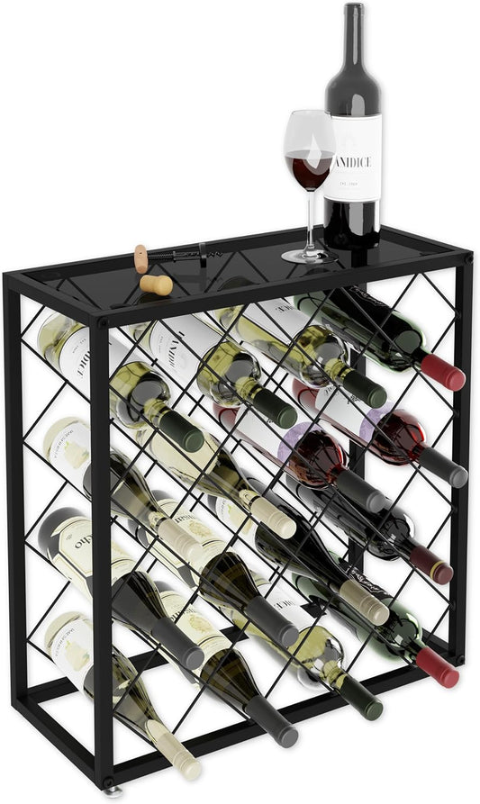Freestanding Metal Wine Rack for 25 Bottles - Modern Design