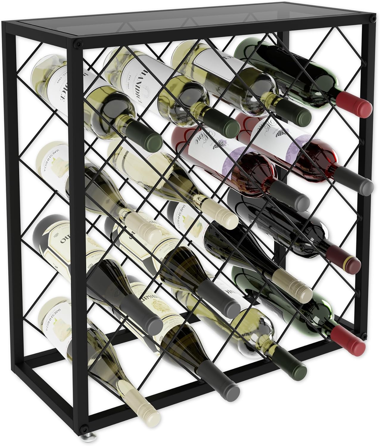 Freestanding Metal Wine Rack for 25 Bottles - Modern Design - SuperSaverAU - view 2
