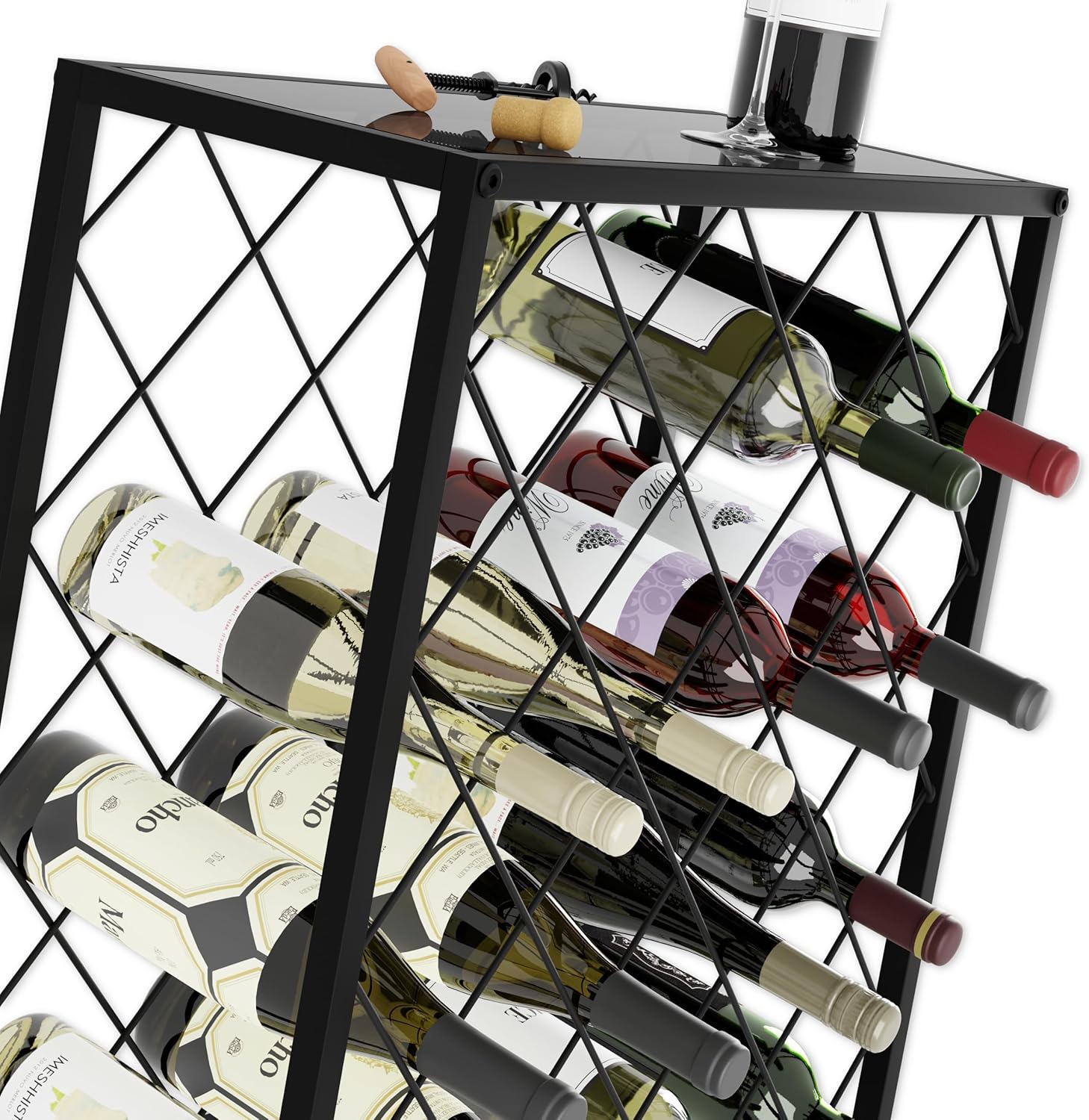 Freestanding Metal Wine Rack for 25 Bottles - Modern Design - SuperSaverAU - view 7