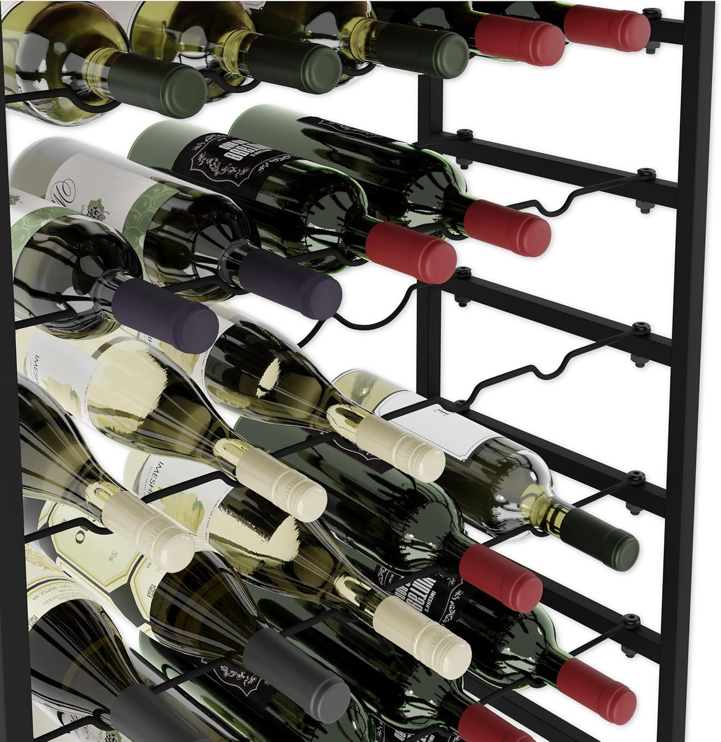 Sturdy 6-Tier Wine Rack Holds 30 Bottles with Wood Top